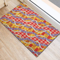 Hawaii Kahili Palaka Motifs Rubber Doormat Hawaiian Honohono Pikake Lei