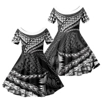 Hawaii Lauhala Tattoo Family Matching Long Sleeve Bodycon Dress and Hawaiian Shirt Hawaiian Hala Leaf Weaving LT14 Daughter's Dress Black - Polynesian Pride