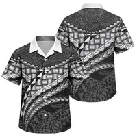 Hawaii Lauhala Tattoo Family Matching Off Shoulder Short Dress and Hawaiian Shirt Hawaiian Hala Leaf Weaving LT14 Son's Shirt Black - Polynesian Pride