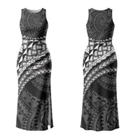 Hawaii Lauhala Tattoo Family Matching Tank Maxi Dress and Hawaiian Shirt Hawaiian Hala Leaf Weaving LT14 Mom's Dress Black - Polynesian Pride