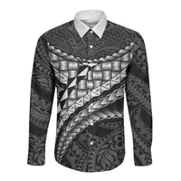 Hawaii Lauhala Tattoo Long Sleeve Button Shirt Hawaiian Hala Leaf Weaving LT14 Unisex Black - Polynesian Pride