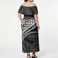 Hawaii Lauhala Tattoo Off Shoulder Maxi Dress Hawaiian Hala Leaf Weaving LT14 - Polynesian Pride