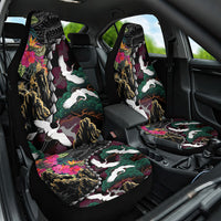 Hawaiian and Japanese Culture Car Seat Cover Crane Sakura Hibiscus Tropical Vibes