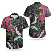 Hawaiian and Japanese Culture Couples Matching Tank Maxi Dress and Hawaiian Shirt Crane Sakura Hibiscus Tropical Vibes LT14 - Polynesian Pride