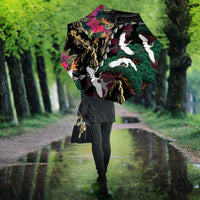 Hawaiian and Japanese Culture Umbrella Crane Sakura Hibiscus Tropical Vibes