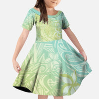 Baby Green Gradient Polynesia Family Matching Summer Maxi Dress and Hawaiian Shirt Hawaiian Tribal Hammerhead Shark Tattoo LT14 Daughter's Dress Baby Green - Polynesian Pride