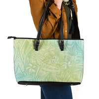 Baby Green Gradient Polynesia Leather Tote Bag Hawaiian Tribal Hammerhead Shark Tattoo LT14 - Polynesian Pride