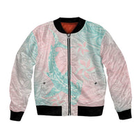 Baby Pink Gradient Polynesia Bomber Jacket Hawaiian Tribal Hammerhead Shark Tattoo