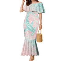 Baby Pink Gradient Polynesia Family Matching Mermaid Dress and Hawaiian Shirt Hawaiian Tribal Hammerhead Shark Tattoo