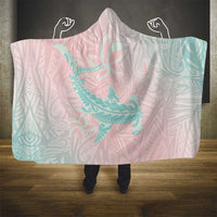 Baby Pink Gradient Polynesia Hooded Blanket Hawaiian Tribal Hammerhead Shark Tattoo LT14 - Polynesian Pride
