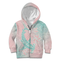 Baby Pink Gradient Polynesia Kid Hoodie Hawaiian Tribal Hammerhead Shark Tattoo