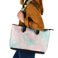 Baby Pink Gradient Polynesia Leather Tote Bag Hawaiian Tribal Hammerhead Shark Tattoo LT14 Baby Pink - Polynesian Pride