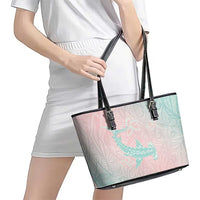 Baby Pink Gradient Polynesia Leather Tote Bag Hawaiian Tribal Hammerhead Shark Tattoo LT14 - Polynesian Pride