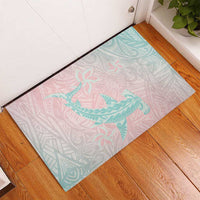 Baby Pink Gradient Polynesia Rubber Doormat Hawaiian Tribal Hammerhead Shark Tattoo LT14 - Polynesian Pride