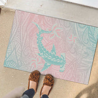 Baby Pink Gradient Polynesia Rubber Doormat Hawaiian Tribal Hammerhead Shark Tattoo LT14 - Polynesian Pride