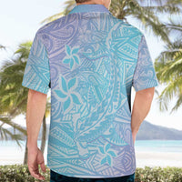 Baby Blue Gradient Polynesia Hawaiian Shirt Hawaiian Tribal Hammerhead Shark Tattoo LT14 - Polynesian Pride