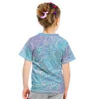 Baby Blue Gradient Polynesia Kid T Shirt Hawaiian Tribal Hammerhead Shark Tattoo