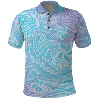 Baby Blue Gradient Polynesia Polo Shirt Hawaiian Tribal Hammerhead Shark Tattoo LT14 Baby Blue - Polynesian Pride