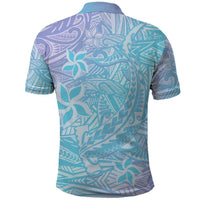 Baby Blue Gradient Polynesia Polo Shirt Hawaiian Tribal Hammerhead Shark Tattoo LT14 - Polynesian Pride