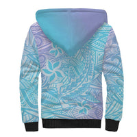 Baby Blue Gradient Polynesia Sherpa Hoodie Hawaiian Tribal Hammerhead Shark Tattoo LT14 - Polynesian Pride