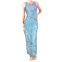 Baby Blue Gradient Polynesia Tank Maxi Dress Hawaiian Tribal Hammerhead Shark Tattoo LT14 Women Baby Blue - Polynesian Pride