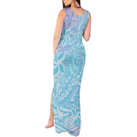 Baby Blue Gradient Polynesia Tank Maxi Dress Hawaiian Tribal Hammerhead Shark Tattoo LT14 - Polynesian Pride