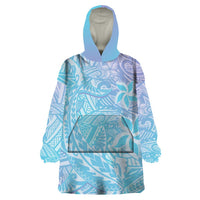Baby Blue Gradient Polynesia Wearable Blanket Hoodie Hawaiian Tribal Hammerhead Shark Tattoo LT14 One Size Baby Blue - Polynesian Pride