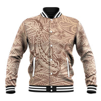 Pastel Brown Polynesia Baseball Jacket Hawaiian Tribal Hammerhead Shark Tattoo LT14 Unisex Pastel Brown - Polynesian Pride