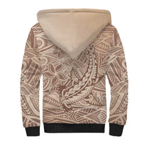 Pastel Brown Polynesia Sherpa Hoodie Hawaiian Tribal Hammerhead Shark Tattoo LT14 - Polynesian Pride