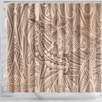 Pink Gradient Polynesia Shower Curtain Hawaiian Tribal Hammerhead Shark Tattoo