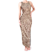 Pastel Brown Polynesia Tank Maxi Dress Hawaiian Tribal Hammerhead Shark Tattoo LT14 Women Pastel Brown - Polynesian Pride