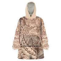 Pastel Brown Polynesia Wearable Blanket Hoodie Hawaiian Tribal Hammerhead Shark Tattoo LT14 One Size Pastel Brown - Polynesian Pride