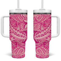 Beige Gradient Polynesia Tumbler With Handle Hawaiian Tribal Hammerhead Shark Tattoo LT14 One Size: 40 oz Beige - Polynesian Pride
