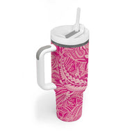 Beige Gradient Polynesia Tumbler With Handle Hawaiian Tribal Hammerhead Shark Tattoo LT14 - Polynesian Pride