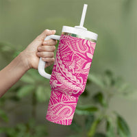 Beige Gradient Polynesia Tumbler With Handle Hawaiian Tribal Hammerhead Shark Tattoo LT14 - Polynesian Pride