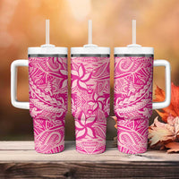 Beige Gradient Polynesia Tumbler With Handle Hawaiian Tribal Hammerhead Shark Tattoo LT14 - Polynesian Pride