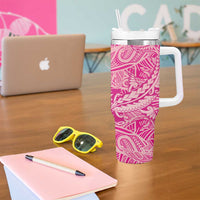 Beige Gradient Polynesia Tumbler With Handle Hawaiian Tribal Hammerhead Shark Tattoo LT14 - Polynesian Pride