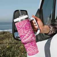 Beige Gradient Polynesia Tumbler With Handle Hawaiian Tribal Hammerhead Shark Tattoo LT14 - Polynesian Pride