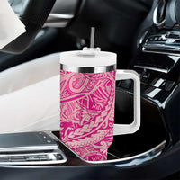 Beige Gradient Polynesia Tumbler With Handle Hawaiian Tribal Hammerhead Shark Tattoo LT14 - Polynesian Pride