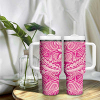 Beige Gradient Polynesia Tumbler With Handle Hawaiian Tribal Hammerhead Shark Tattoo LT14 - Polynesian Pride