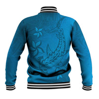 Blue Gradient Polynesia Baseball Jacket Hawaiian Tribal Hammerhead Shark Tattoo LT14 - Polynesian Pride