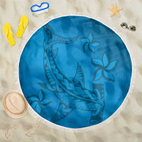 Blue Gradient Polynesia Beach Blanket Hawaiian Tribal Hammerhead Shark Tattoo LT14 One Size 150cm Blue - Polynesian Pride