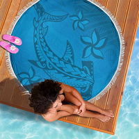 Blue Gradient Polynesia Beach Blanket Hawaiian Tribal Hammerhead Shark Tattoo LT14 - Polynesian Pride