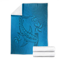 Blue Gradient Polynesia Blanket Hawaiian Tribal Hammerhead Shark Tattoo LT14 - Polynesian Pride