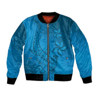 Blue Gradient Polynesia Bomber Jacket Hawaiian Tribal Hammerhead Shark Tattoo