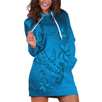 Blue Gradient Polynesia Hoodie Dress Hawaiian Tribal Hammerhead Shark Tattoo LT14 Blue - Polynesian Pride