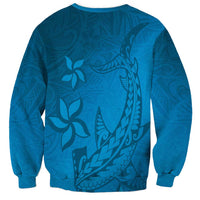 Blue Gradient Polynesia Sweatshirt Hawaiian Tribal Hammerhead Shark Tattoo LT14 - Polynesian Pride