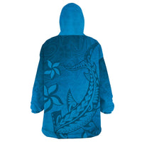 Blue Gradient Polynesia Wearable Blanket Hoodie Hawaiian Tribal Hammerhead Shark Tattoo LT14 - Polynesian Pride