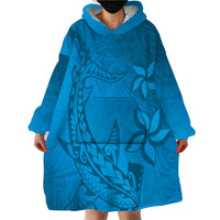 Blue Gradient Polynesia Wearable Blanket Hoodie Hawaiian Tribal Hammerhead Shark Tattoo LT14 - Polynesian Pride