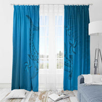 Blue Gradient Polynesia Window Curtain Hawaiian Tribal Hammerhead Shark Tattoo LT14 - Polynesian Pride